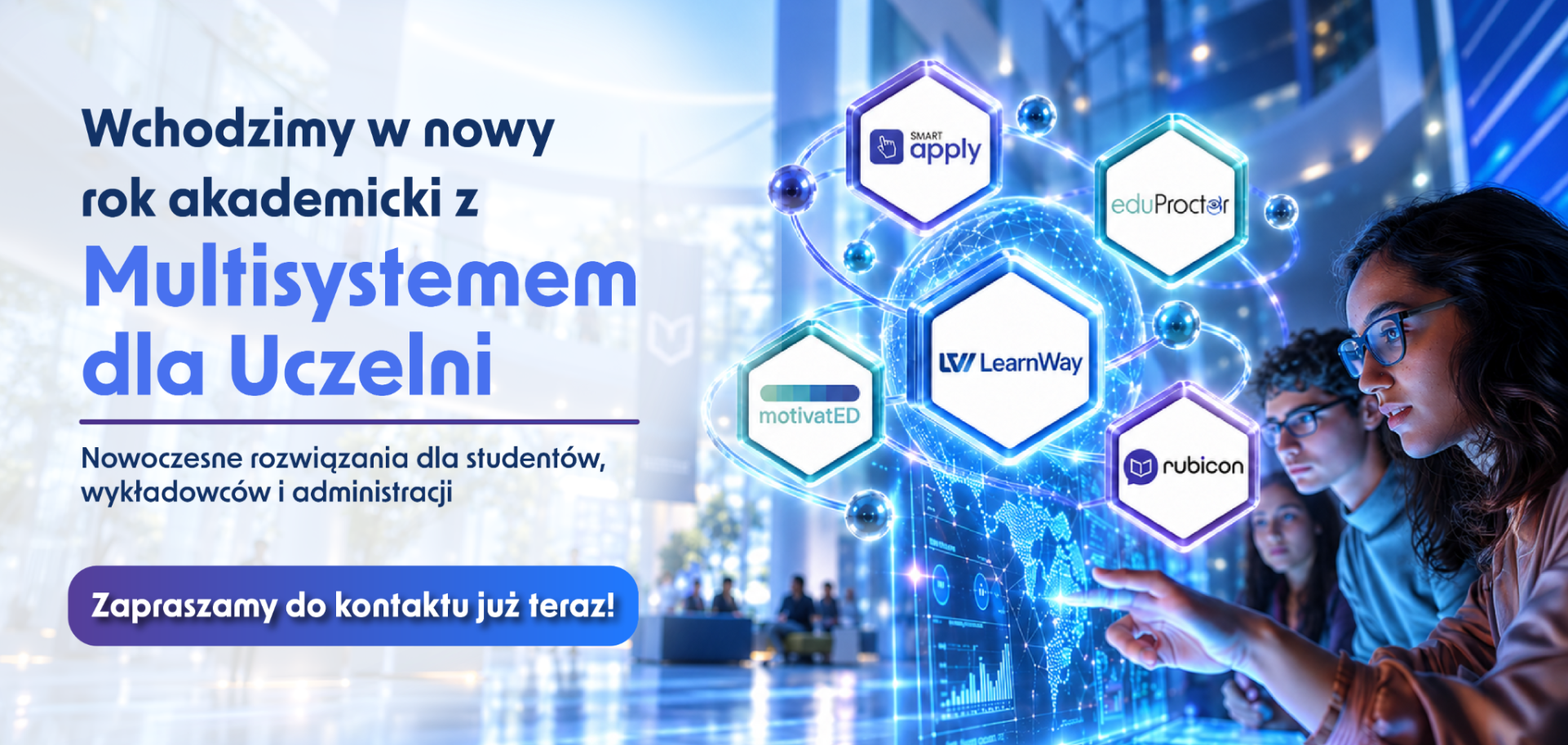 Wchodzimy w nowy rok akademicki z Multisystemem dla UczelniNowoczesne rozwiązania dla studentów, wykładowców i administracjiZapraszamy do kontaktu już teraz!