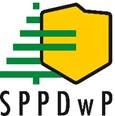 Logo SPPwP – żółta tarcza mapy polski na tle zielonych linii oraz skrót SPPDwP