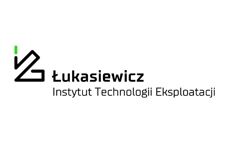 Logo Łukasiewicz – Instytutu Technologii Eksploatacji, z czarno-zielonym znakiem graficznym po lewej stronie oraz nazwą instytutu zapisaną czarnym tekstem.