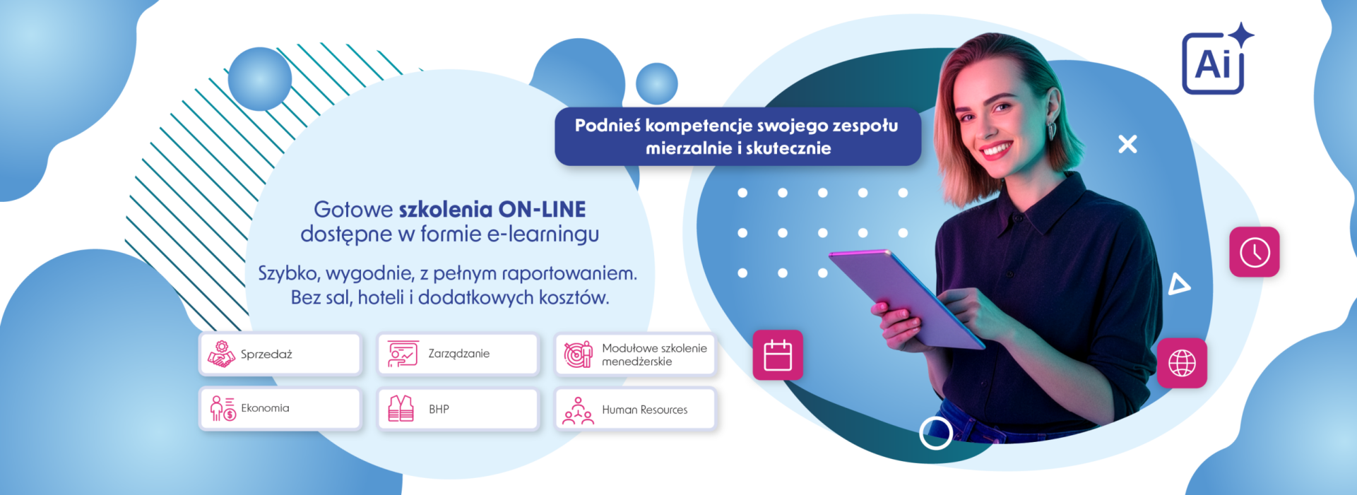 na grafice widać kobietę trzymającą urządzenie elektroniczne