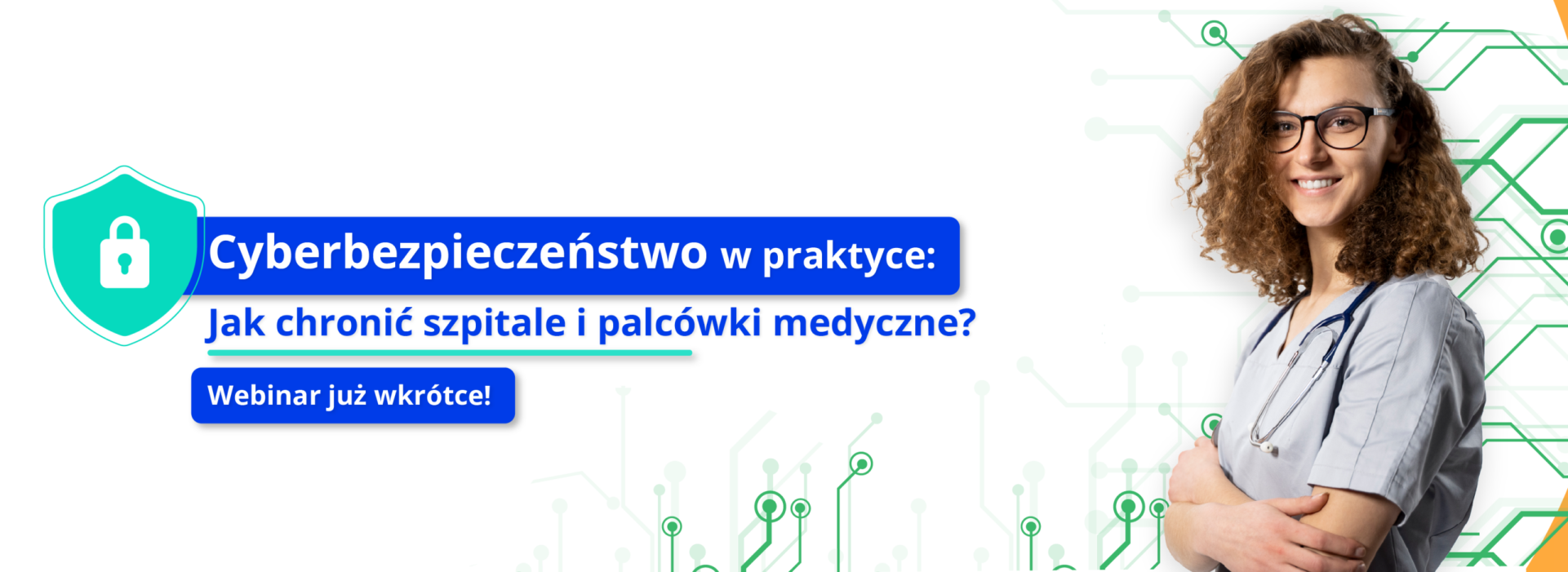 banner na którym jest zaproszenie do bezpłatnego webinaru dotyczącego cyberbezpieczeństwa
